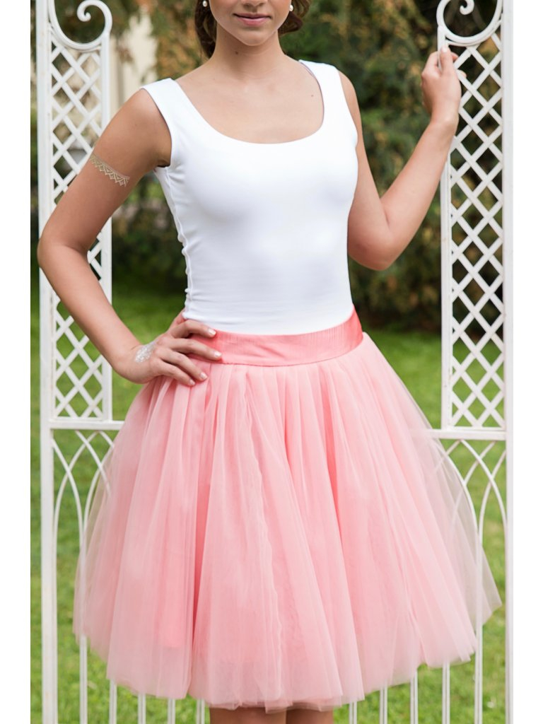 Oboustranná tutu sukně pudrově růžová OTS008